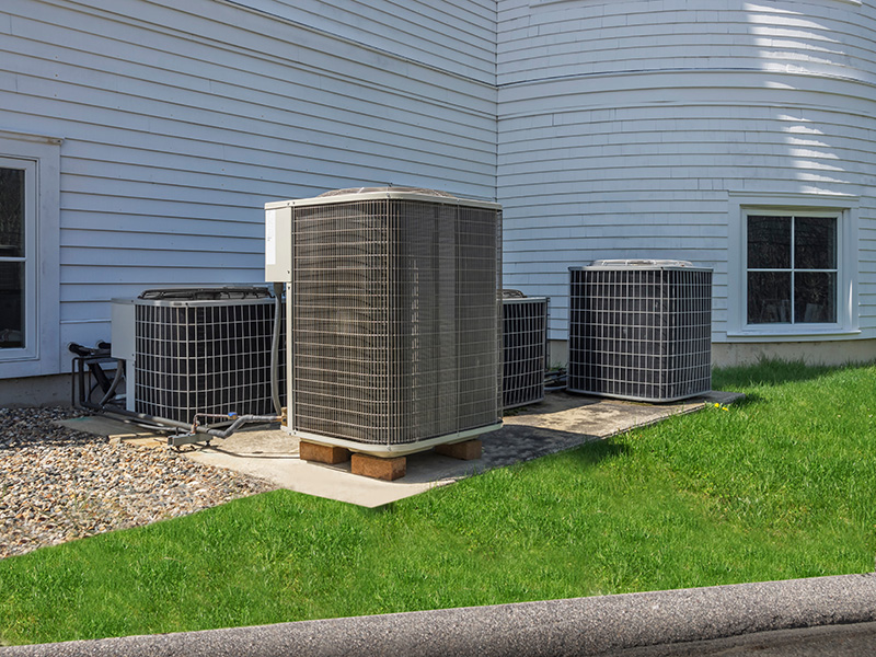 Air conditioners outside a home.