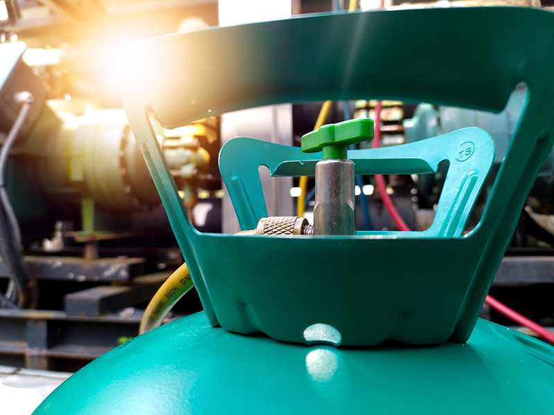Close up of Freon tubes being filled.