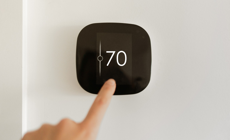 A thermostat on the wall.