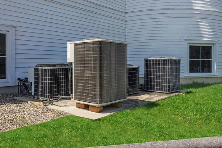 Air conditioners outside a home.