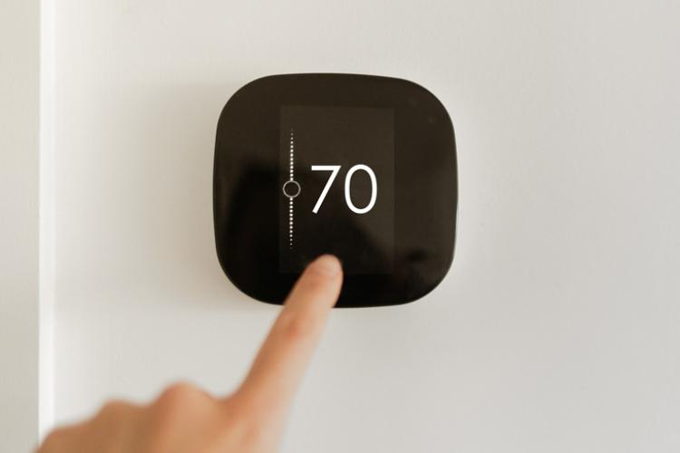 A thermostat on the wall.